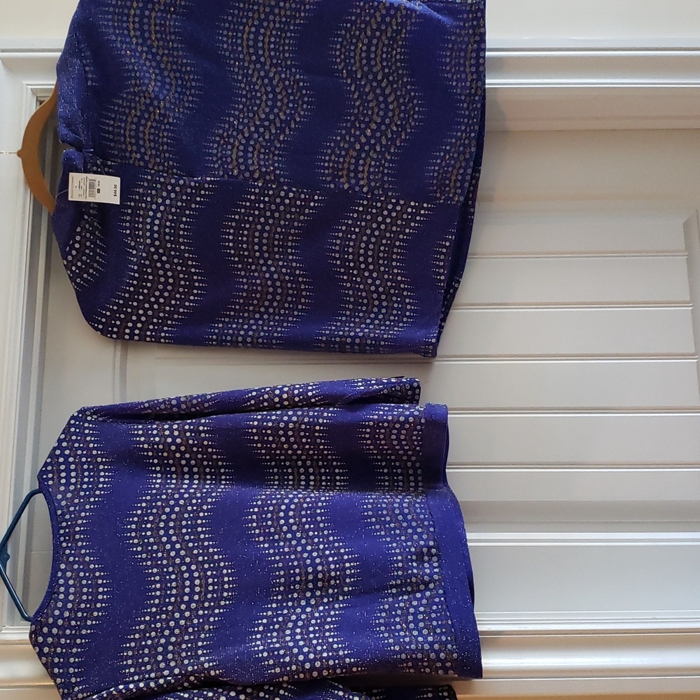 Ashley Stewart Blue and Gold Glitter Sweater and Skirt set. NWT - Picture 4 of 5